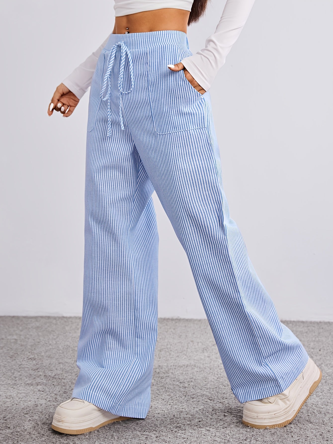 Sloane - Elastic Waist Striped Pants