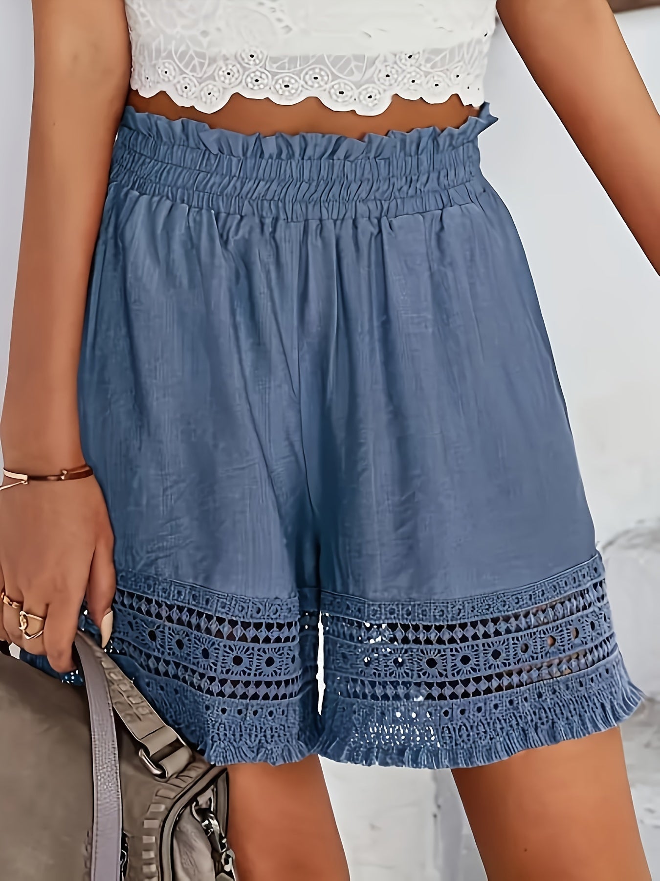 Elysian - Lace-Edged High Waist Shorts