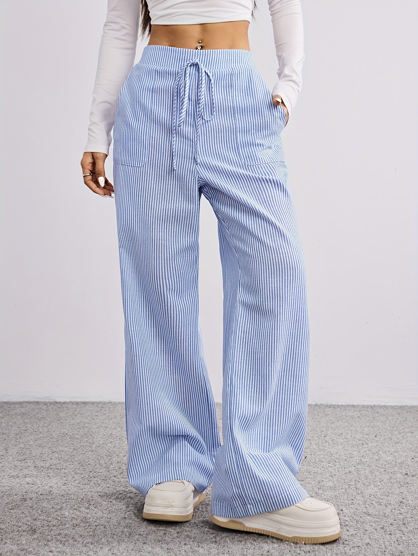 Sloane - Elastic Waist Striped Pants