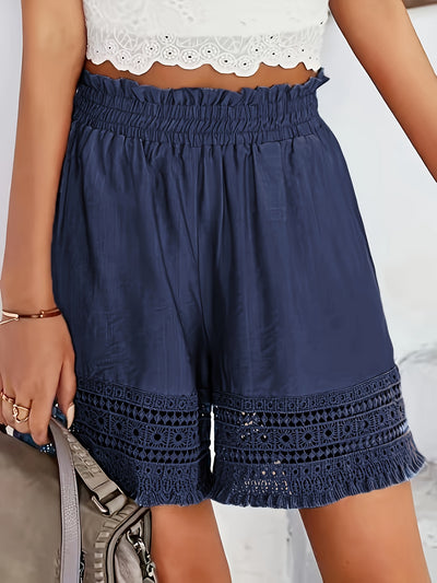 Elysian - Lace-Edged High Waist Shorts