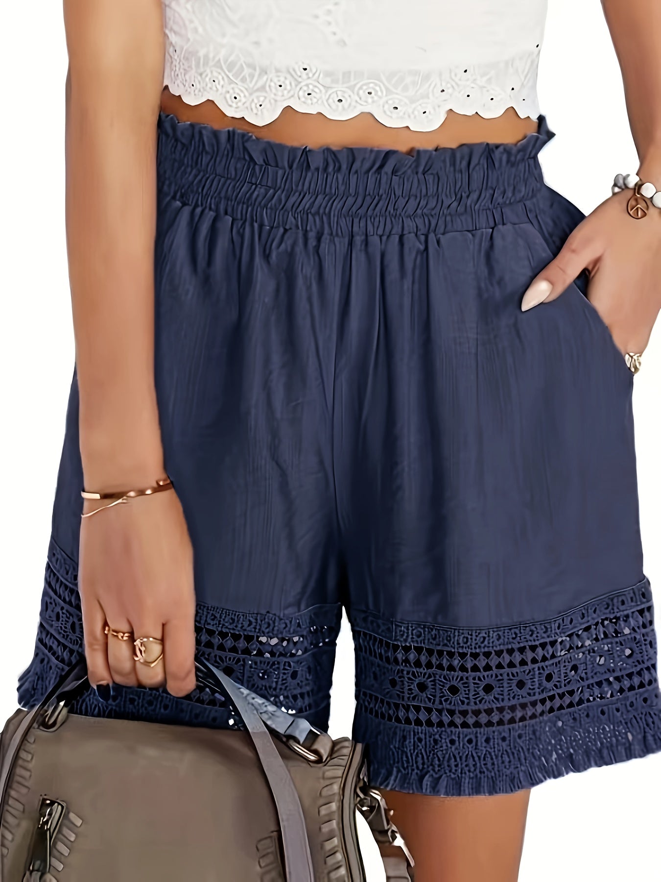 Elysian - Lace-Edged High Waist Shorts