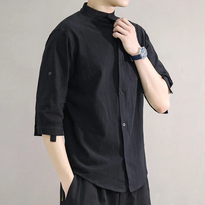 Milo | Mandarin Collar Button-Up