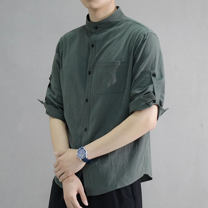 Milo | Mandarin Collar Button-Up