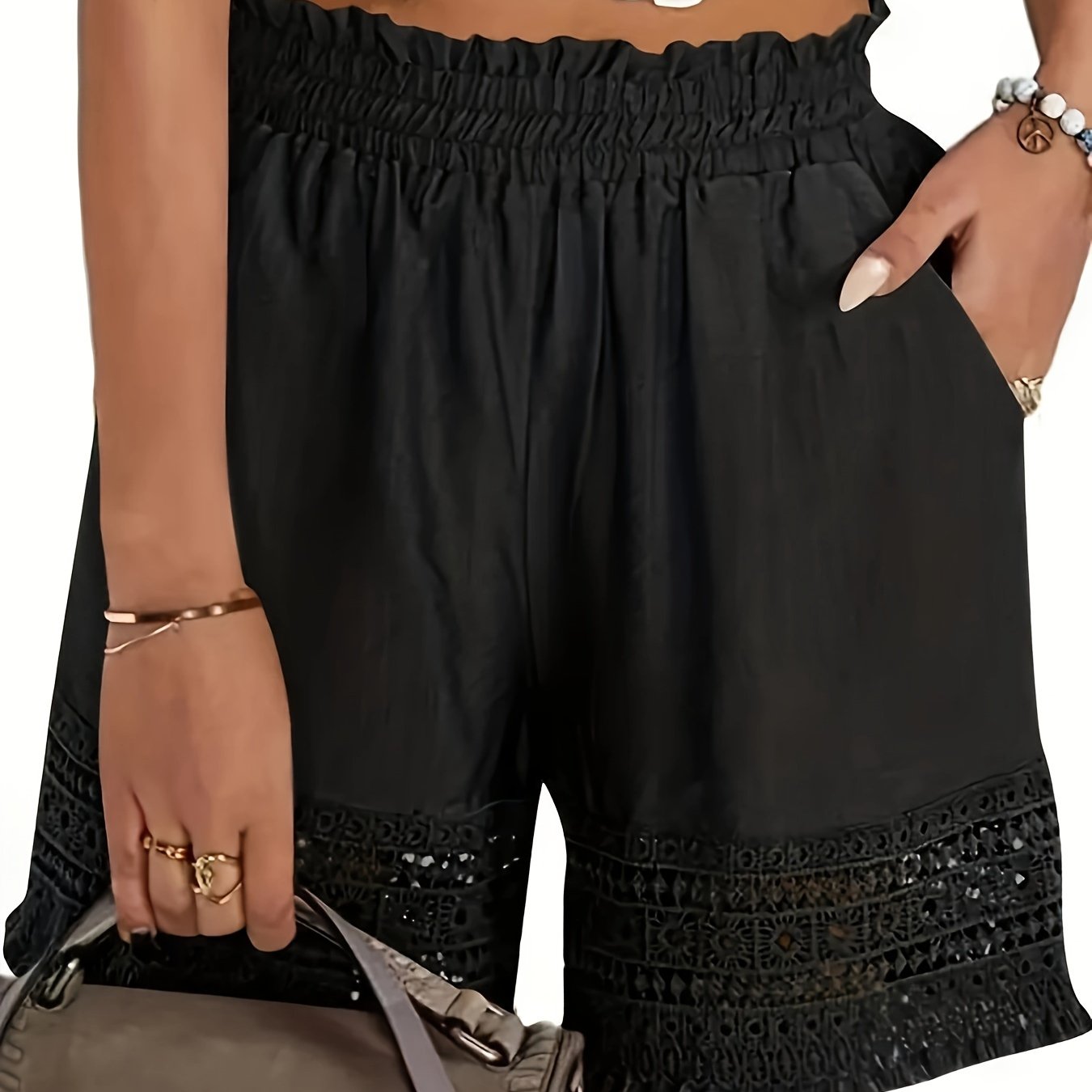 Elysian - Lace-Edged High Waist Shorts