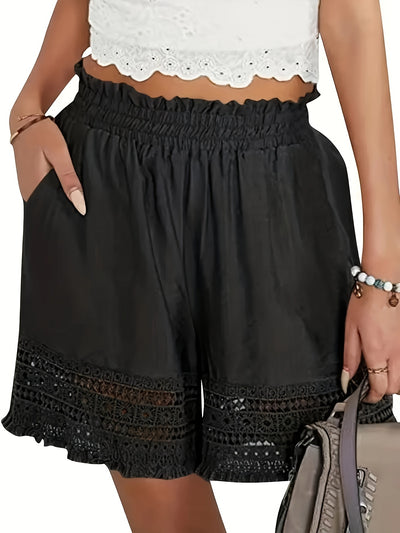 Elysian - Lace-Edged High Waist Shorts